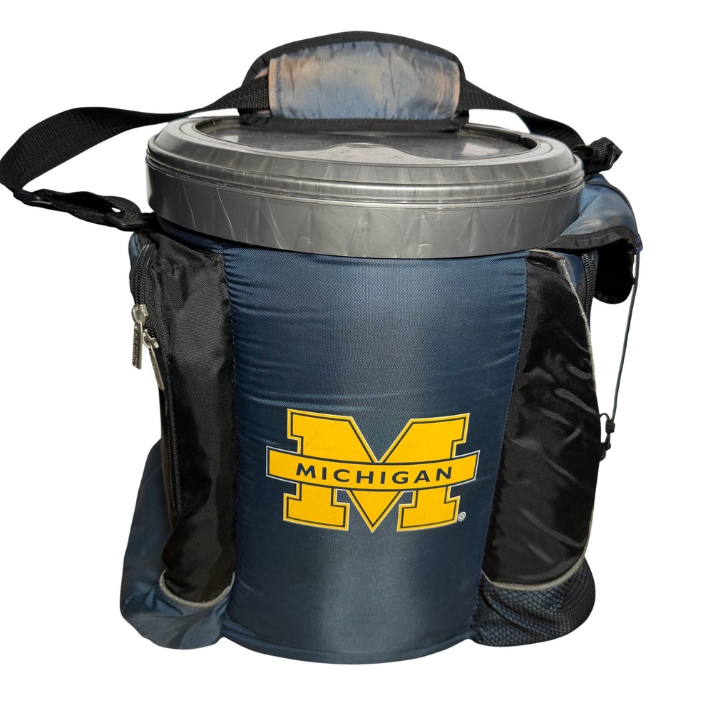 Vtg Michigan Wolverines Pak Chest Cooler Bag Insulated Pockets Tailgate College